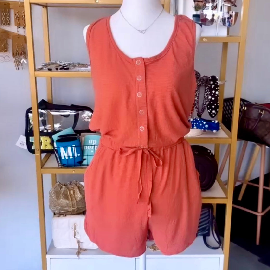 Snap Front Romper (Brick) - SALE