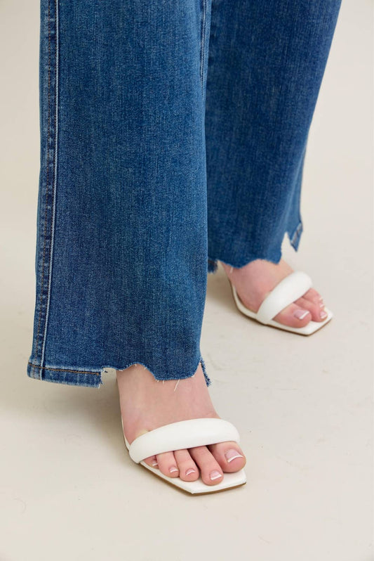 Judy Blue Chew Hem Wide Leg Jeans