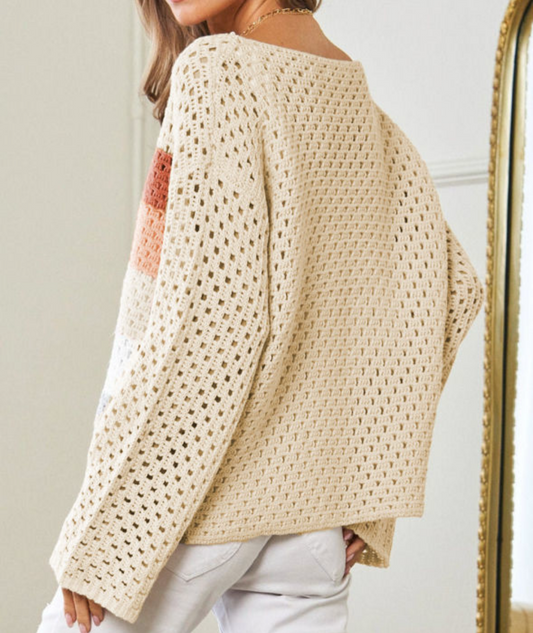 Annabelle Colorblock Open Knit Top