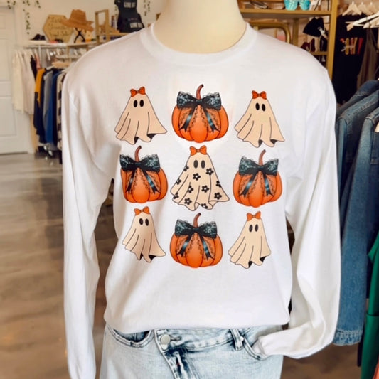 Ghosts and Pumpkins Long Sleeve Top - FINAL SALE