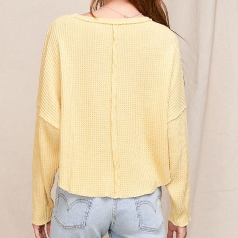 Cozy Times Waffle Knit Top (Yellow)