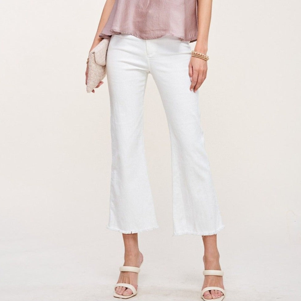 Sunset Ankle Flare Jeans (White)