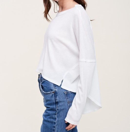 Looking Cute Waffle Top (White) - SALE
