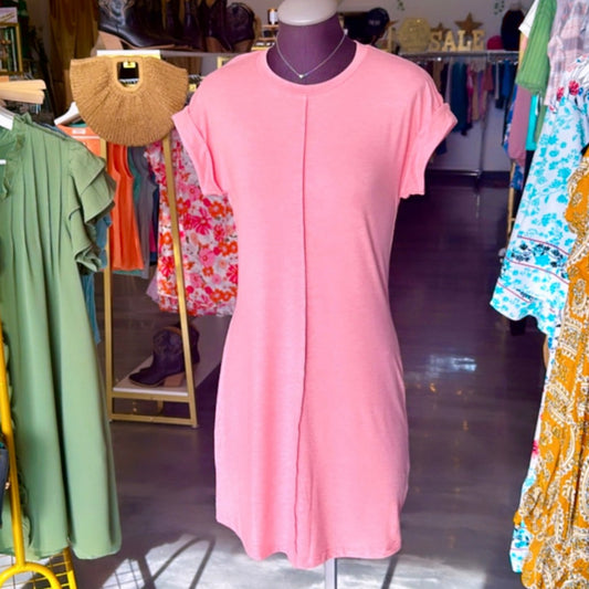 French Living T-Shirt Dress (Rose Pink)