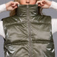Keep Shining High Neck Zip Up Vest (Olive)