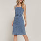 Straight Neck Button Down Denim Dress - 30% OFF SALE