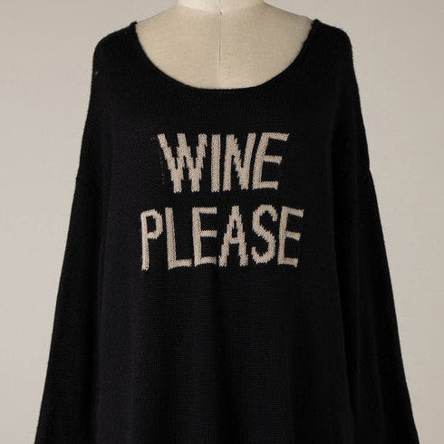 Wine Please Knit Sweater (Black)
