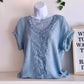 Light Blue Crochet Knit Top