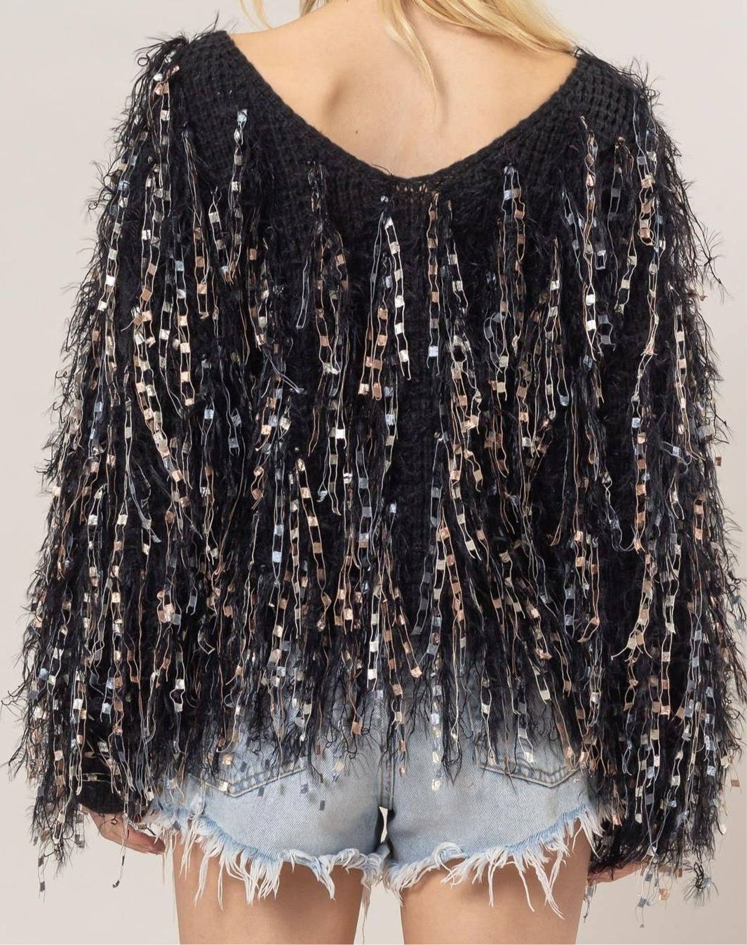 Embellished Fringe Sweater