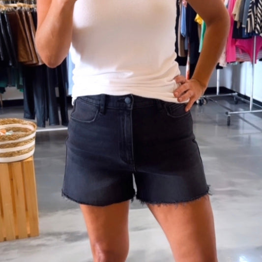 Aiden Washed Denim Shorts (Black) - SALE