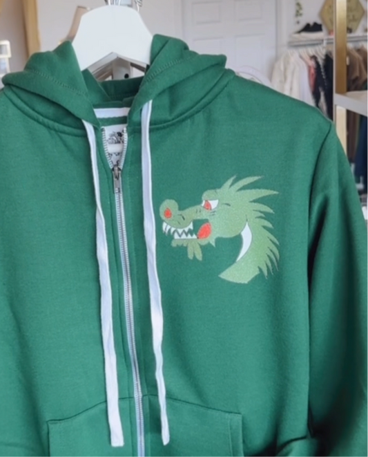 Dragon Zip Up Hoodie (Green)