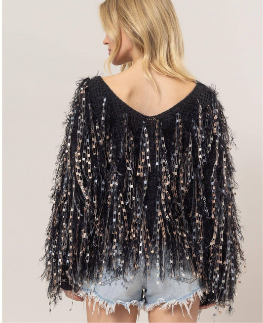 Embellished Fringe Sweater - SALE