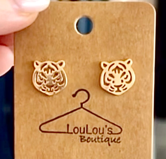 Small Tiger Earrings (Gold)