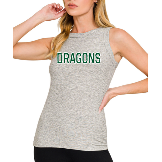 DRAGONS Round Neck Tank Top (Grey)