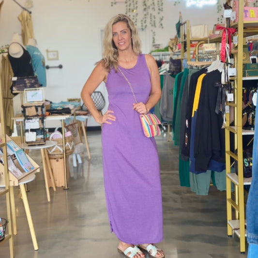 Jessica Curved Hem Maxi Dress (Purple)
