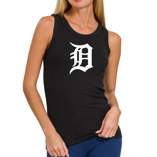 Old English D Ribbed Tank Top (Pink)