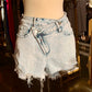 Acid Wash Crossed Denim Shorts - FINAL SALE