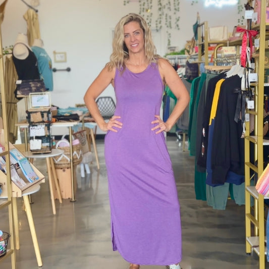 Jessica Curved Hem Maxi Dress (Purple)