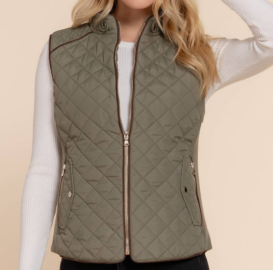 Quinn Quilted Vest (Olive)
