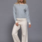 Buttoned Shoulder Stripe Sweater