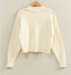 Mock Neck Front Seam Sweater (Cream)