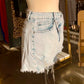 Acid Wash Crossed Denim Shorts - FINAL SALE