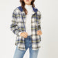 Flannel Button Up Shacket with Hood