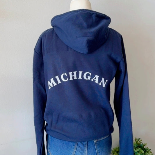 Michigan Zip Up Hoodie (Navy)