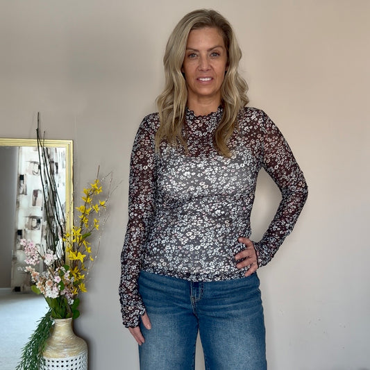 Shelby Dainty Floral Mesh Top