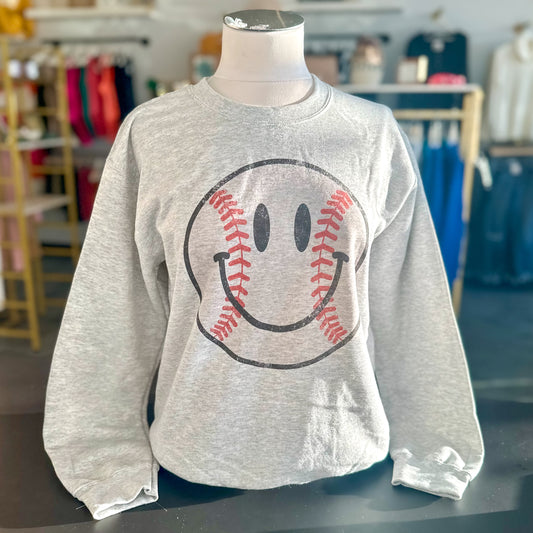 Smiley Baseball Sweatshirt (Grey)