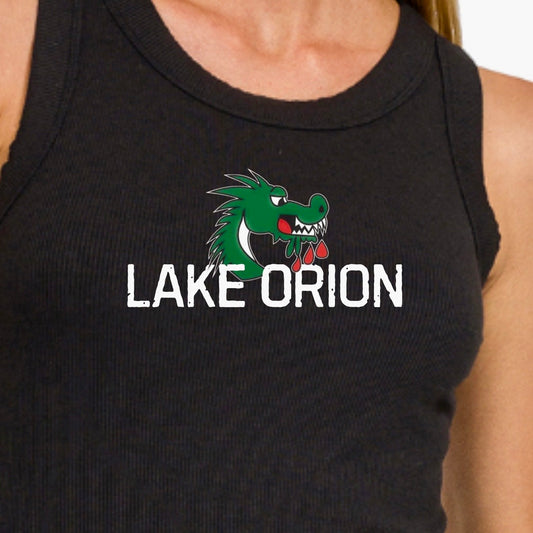 Lake Orion Ribbed Round Neck Tank Top (Black)