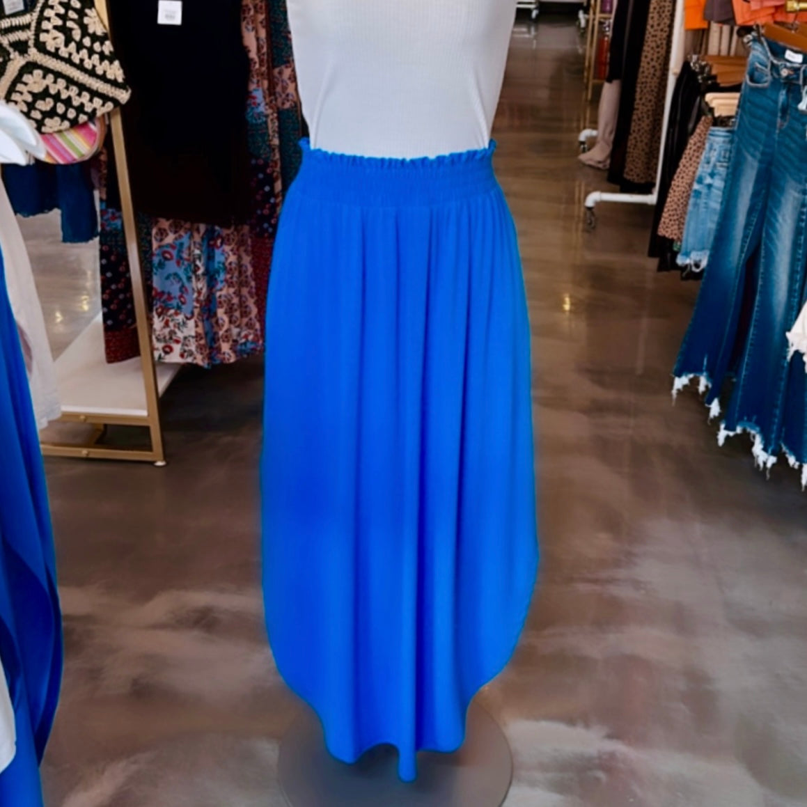 Emily Side Slit Maxi Skirt (Blue) - SALE