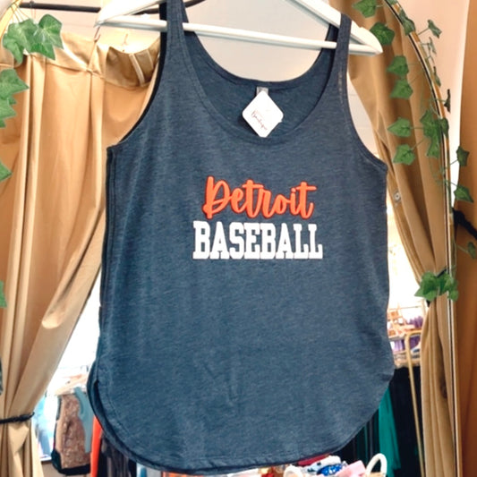 Detroit Baseball Puff Tank Top (Blue)