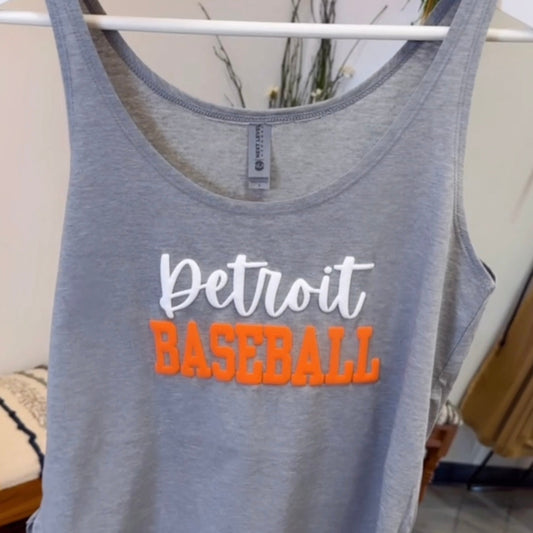 Detroit Baseball Puff Tank Top (Grey)