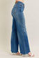 Judy Blue Chew Hem Wide Leg Jeans