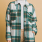 Green Plaid Flap Pocket Shacket