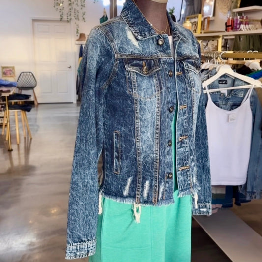 Lauren Distressed Jean Jacket (Dark)