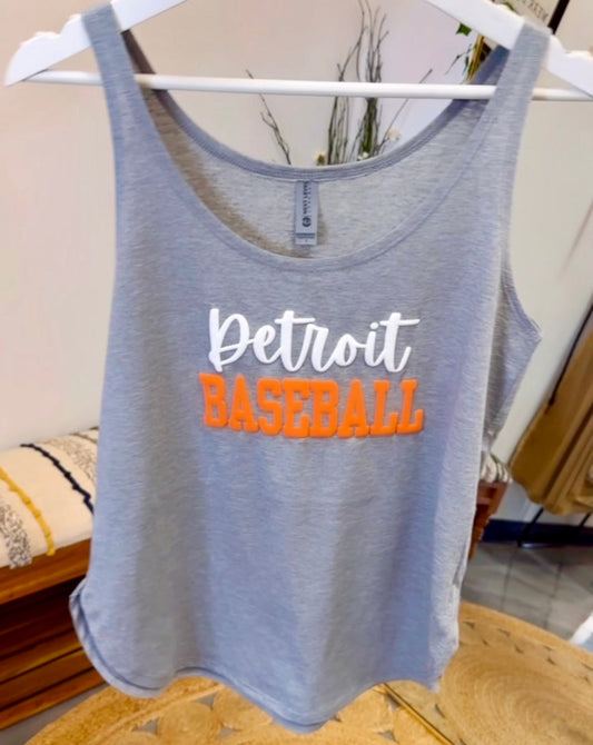 Detroit Baseball Puff Tank Top (Grey)