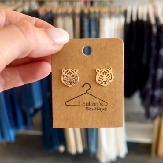 Small Tiger Earrings (Gold)
