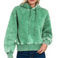 Acid Wash Cropped Hoodie (Forest Green)
