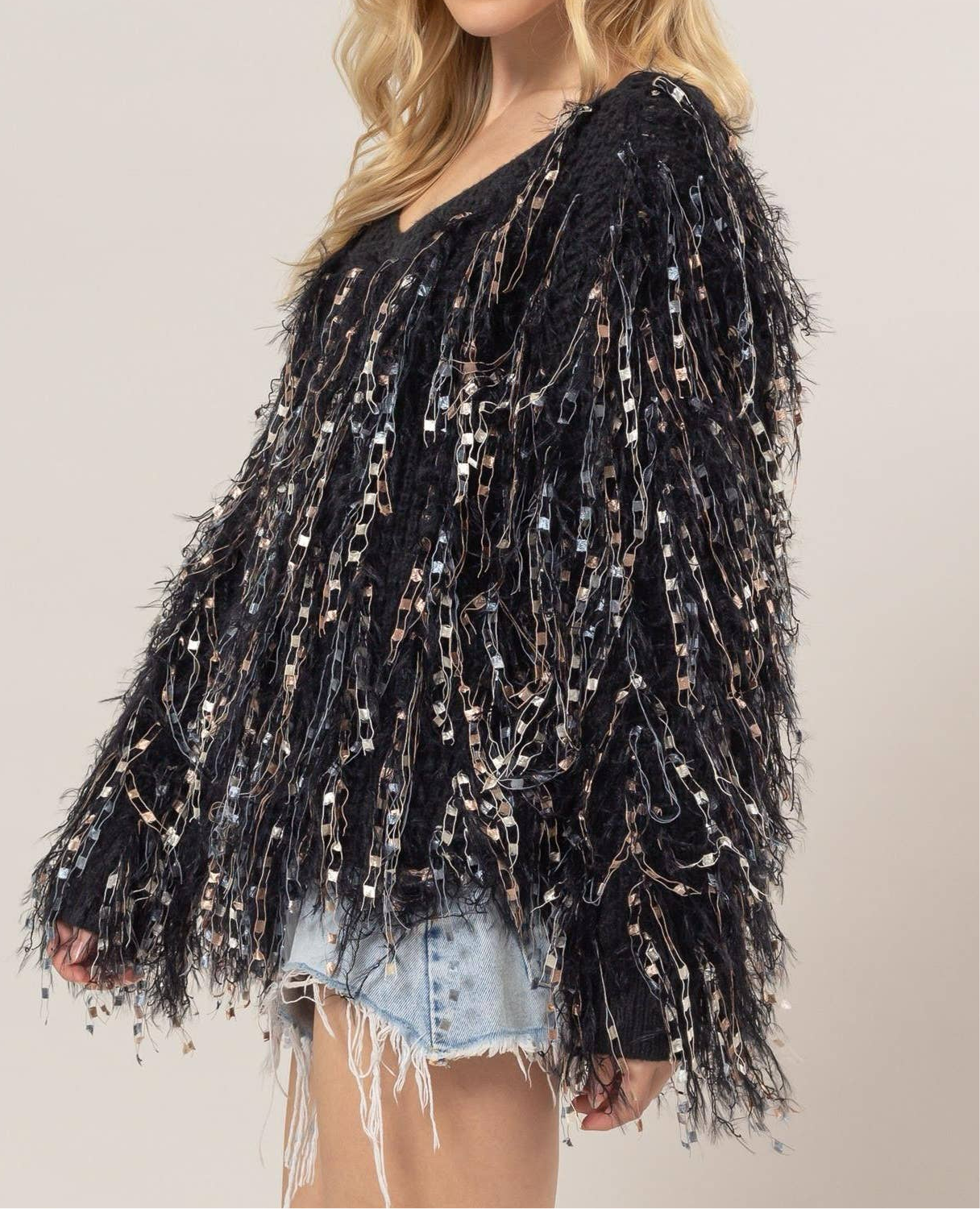 Embellished Fringe Sweater