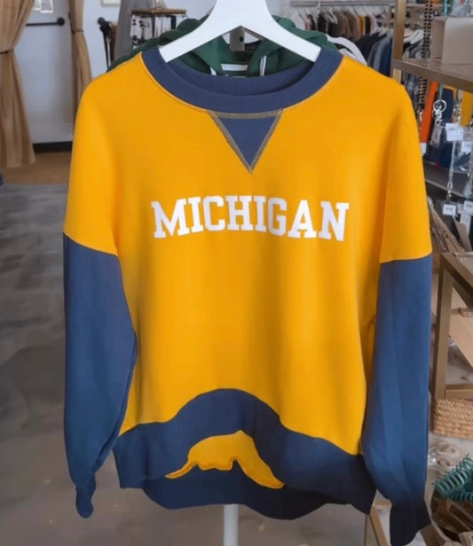 Yellow and Blue MICHIGAN Thumbhole Sweatshirt