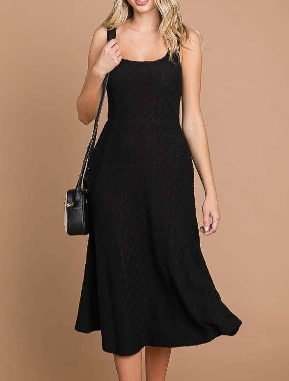 Hailey Pocketed Midi Dress (Black)