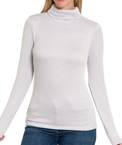 Two Tone Ribbed Turtle Neck (Grey)