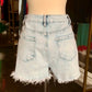 Acid Wash Crossed Denim Shorts - FINAL SALE