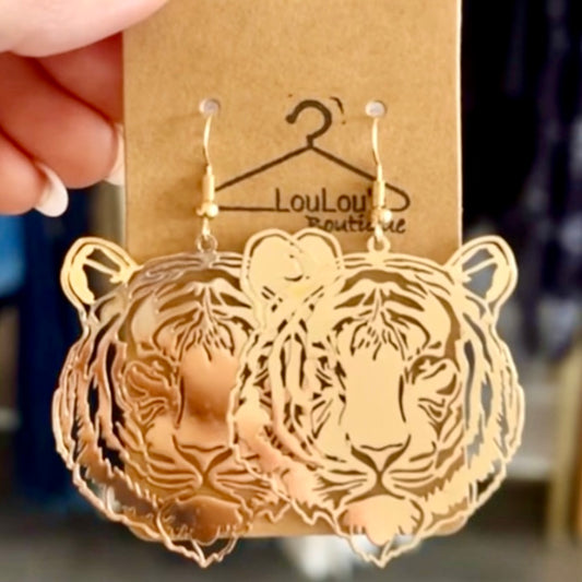 Tiger Earrings (Gold)
