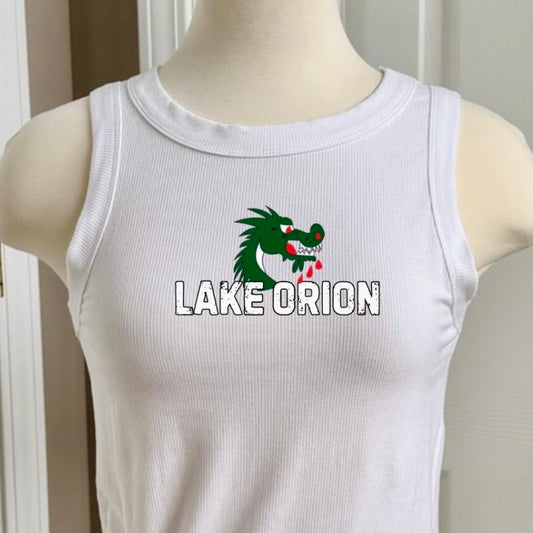 Lake Orion Ribbed Round Neck Tank Top (White)
