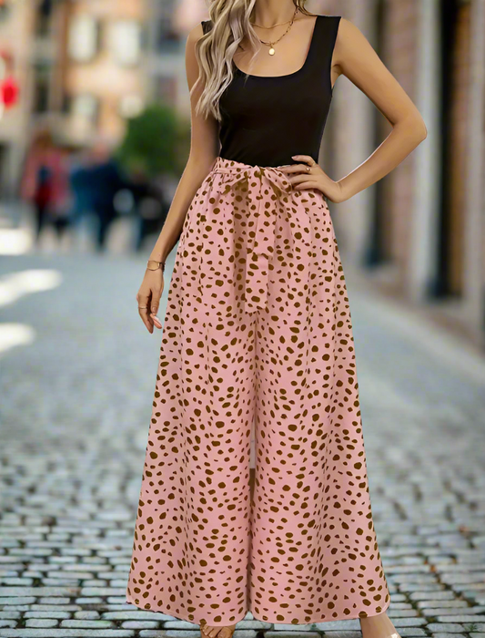 Pink Leopard Palazzo Jumpsuit - SALE