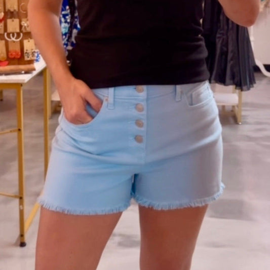 Macie Button Front Shorts (Light Blue) - FINAL SALE
