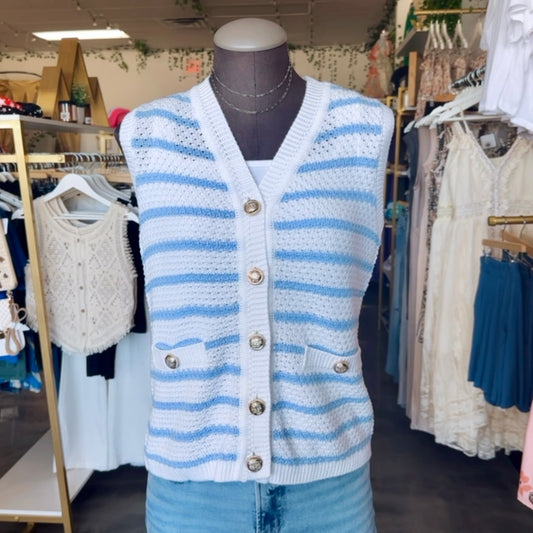 Stripe Sweater Vest (Blue/White) - SALE